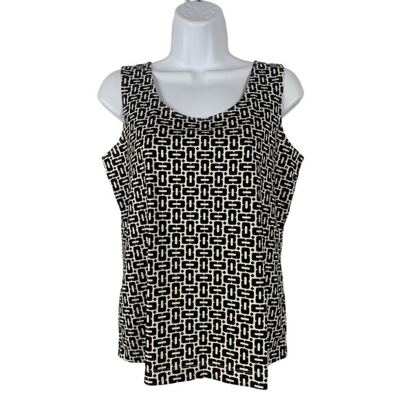 Chicos Sleeveless Tank Top Geometric Print Nylon/Spandex Black & White Size 1 - Picture 1 of 6